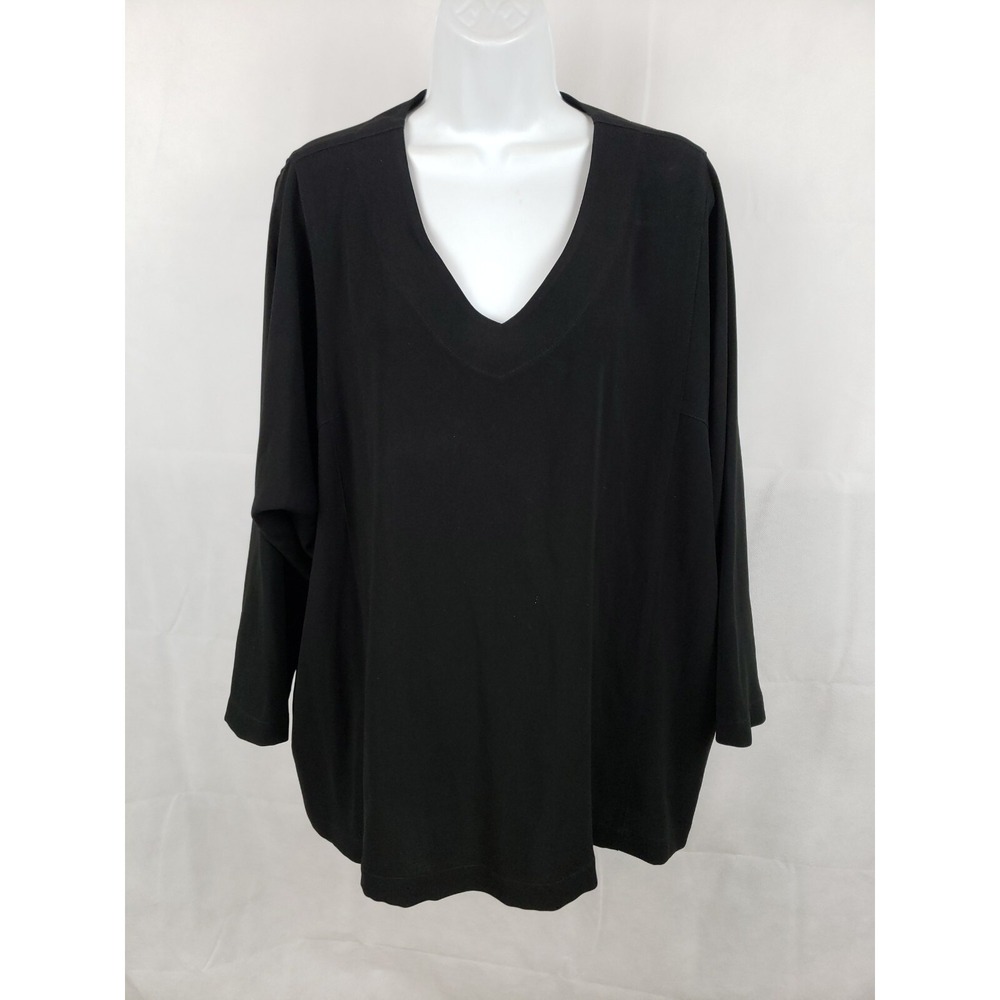 Blanque Womens Black Seam Lagenlock Pullover Top Size 1 Made in USA